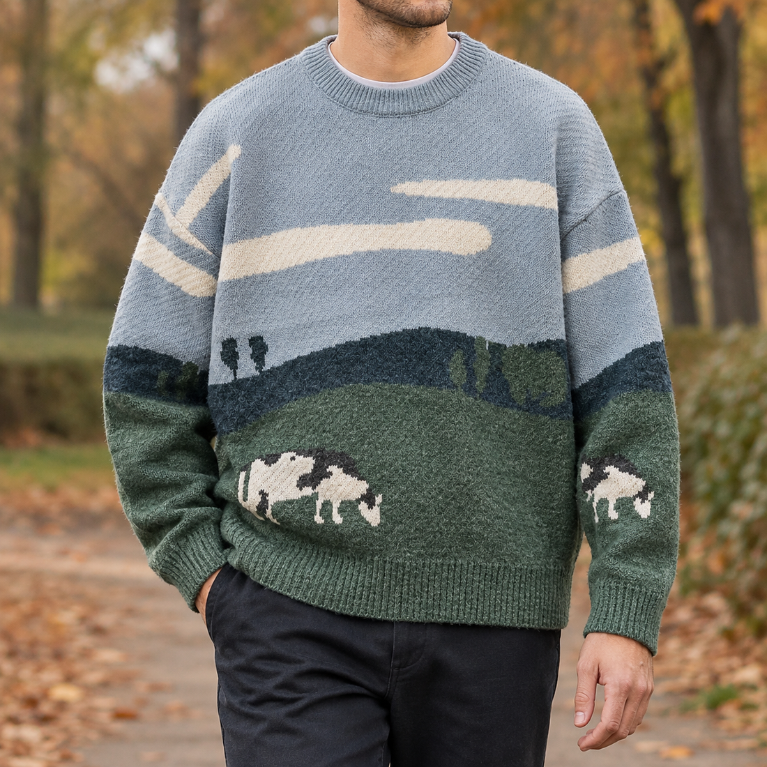 Egon-Wade Landscape Sweater - Blue-spot