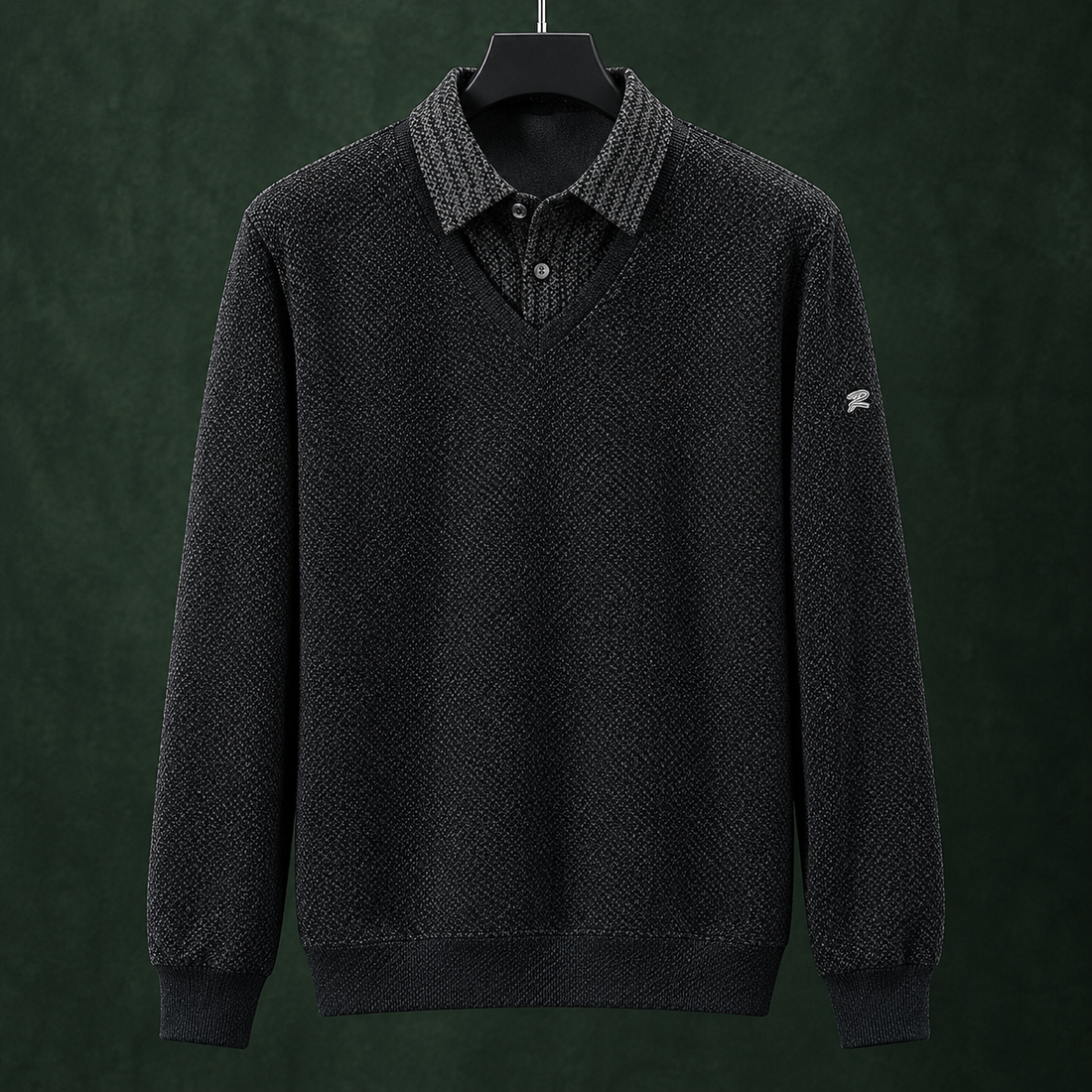Desmond-Stone Layered Sweater - Black