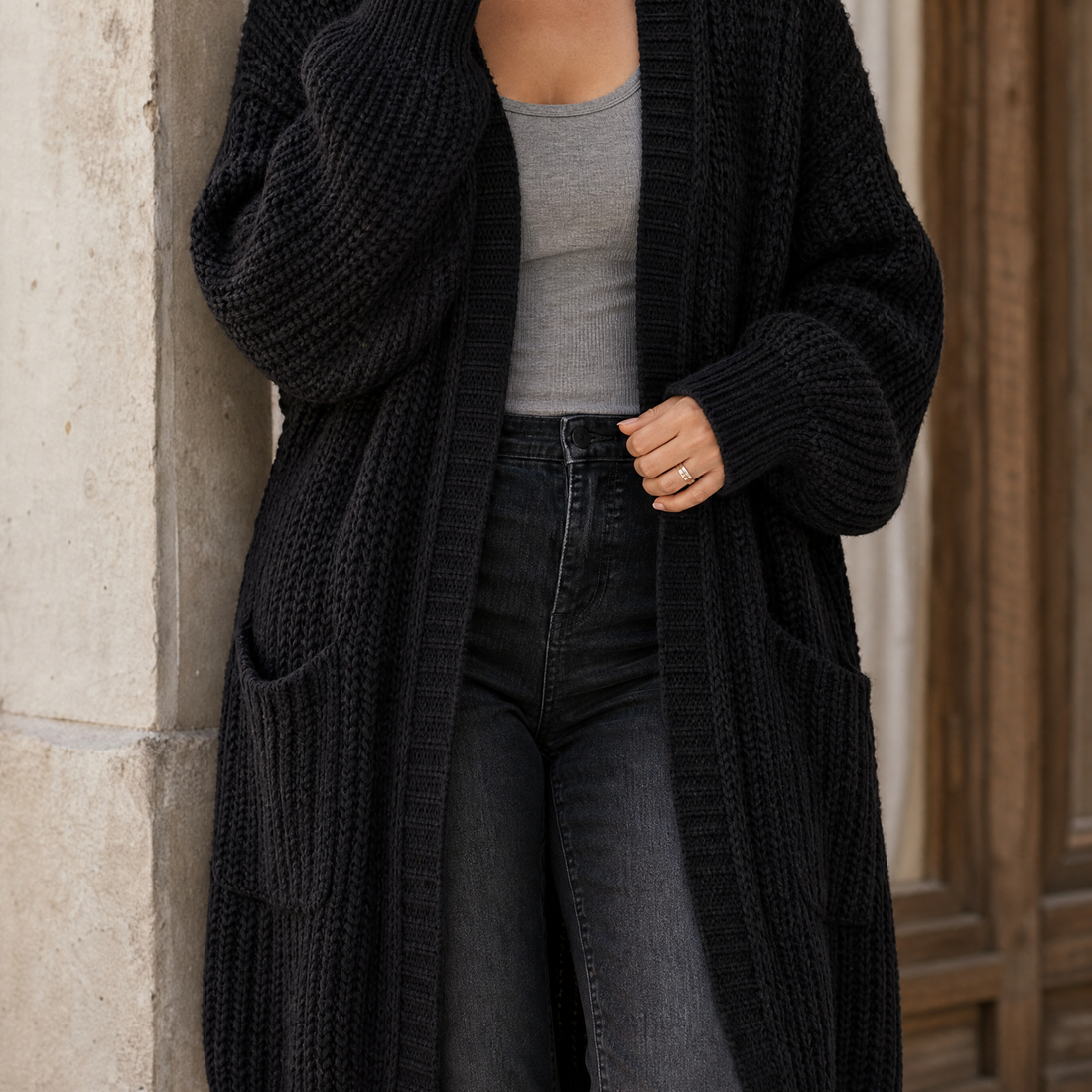 Alexandra-Faye Chunky Cardigan - Black