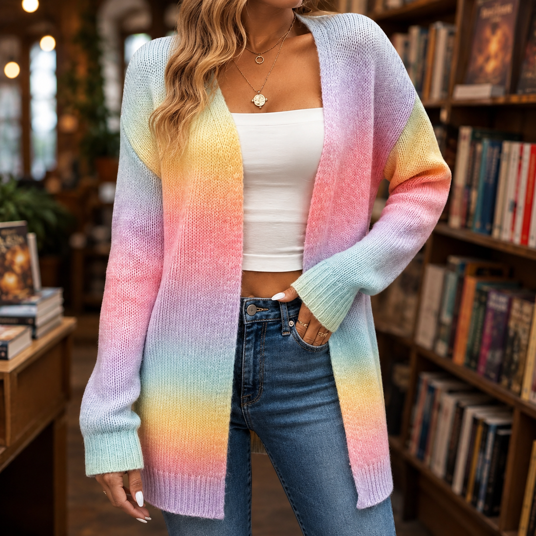 Isabella-Faye Ombre Cardigan - Light Pink