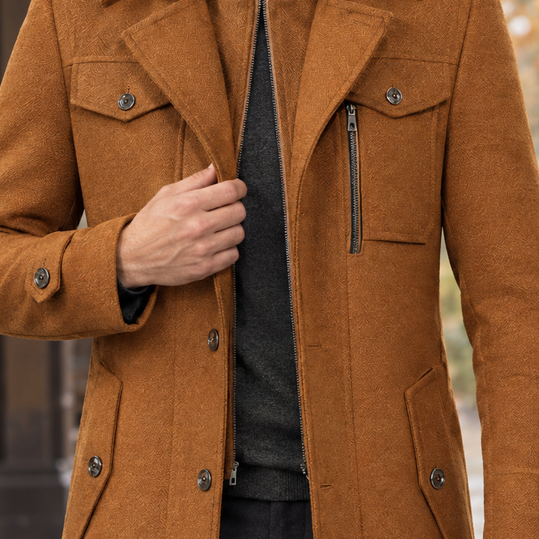 Macaire-Jude Double Collar Coat - Lead Product Detail