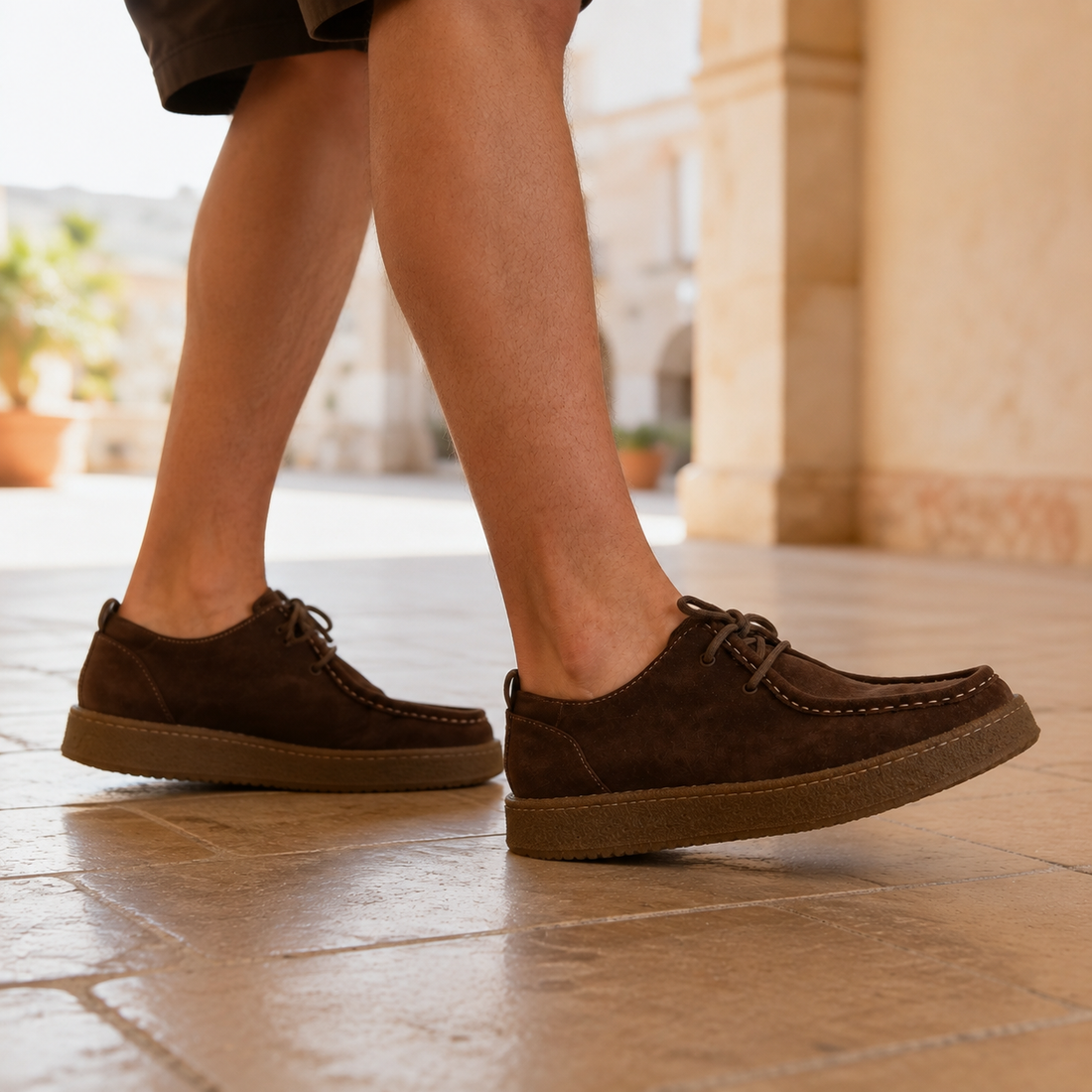 Montanari Suede Moccasin Shoes - Lead Alternate View