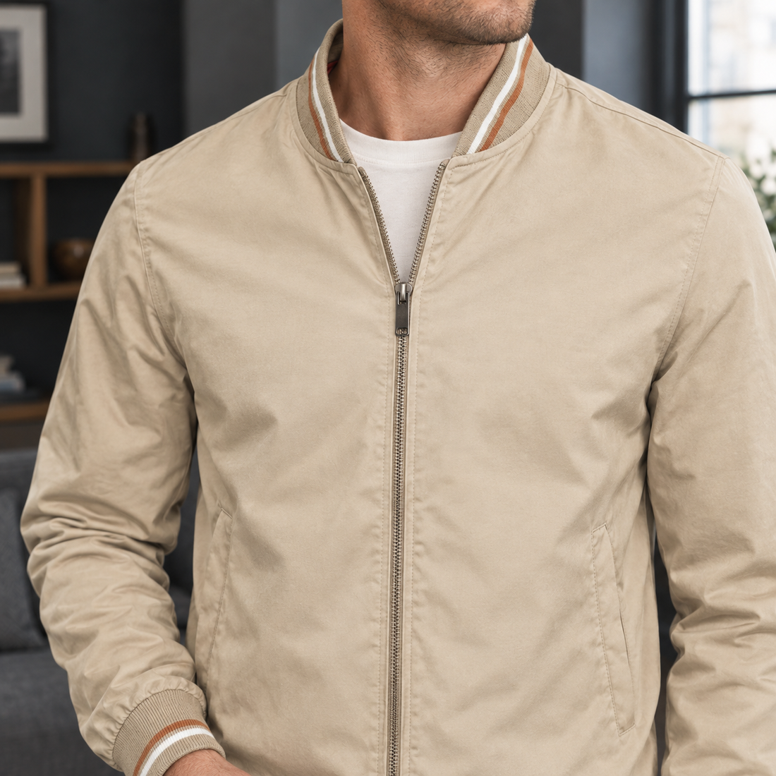 Armand-James Ribbed Jacket - Lead Product Detail
