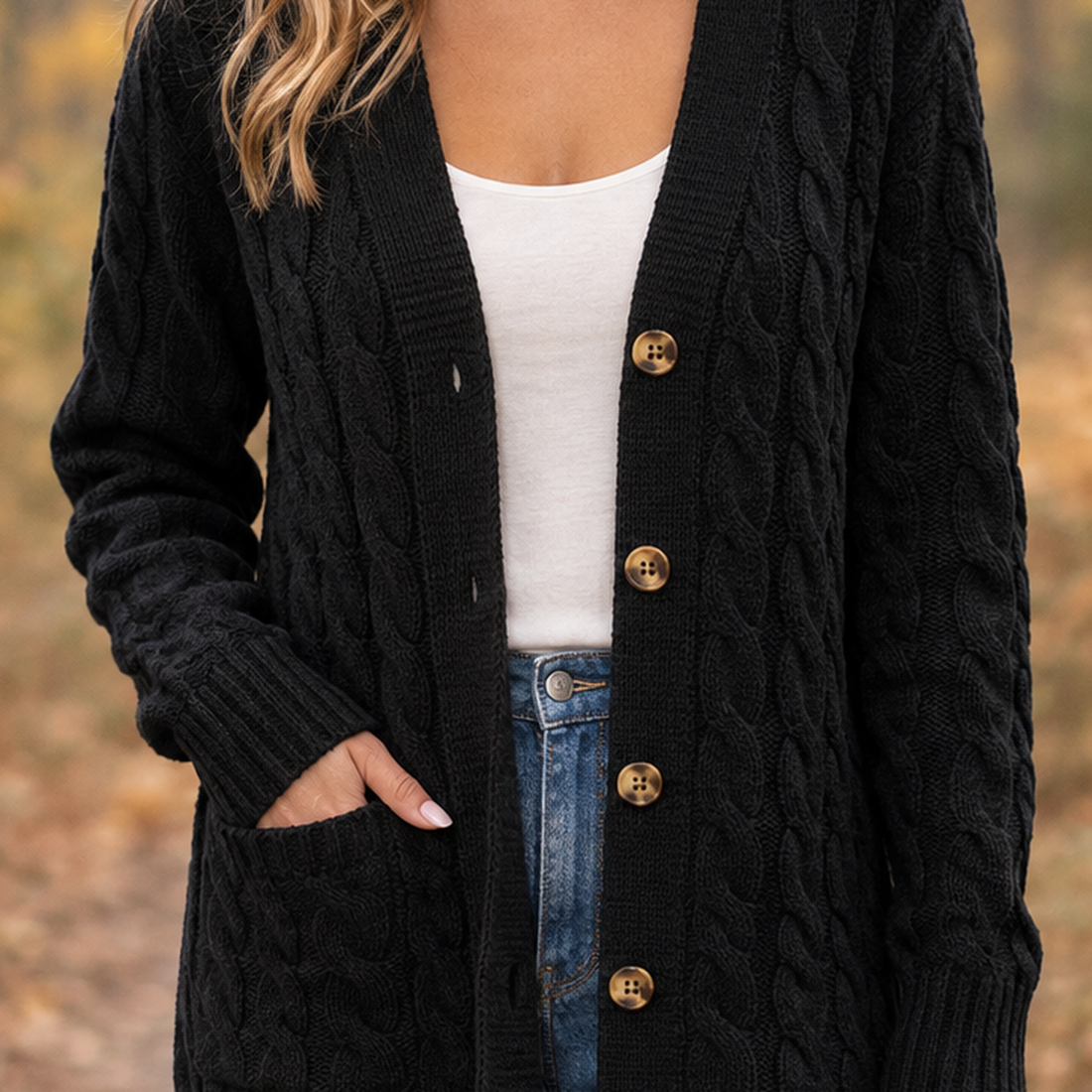 Mina-Marie Cable Knit Cardigan - Lead Product Detail