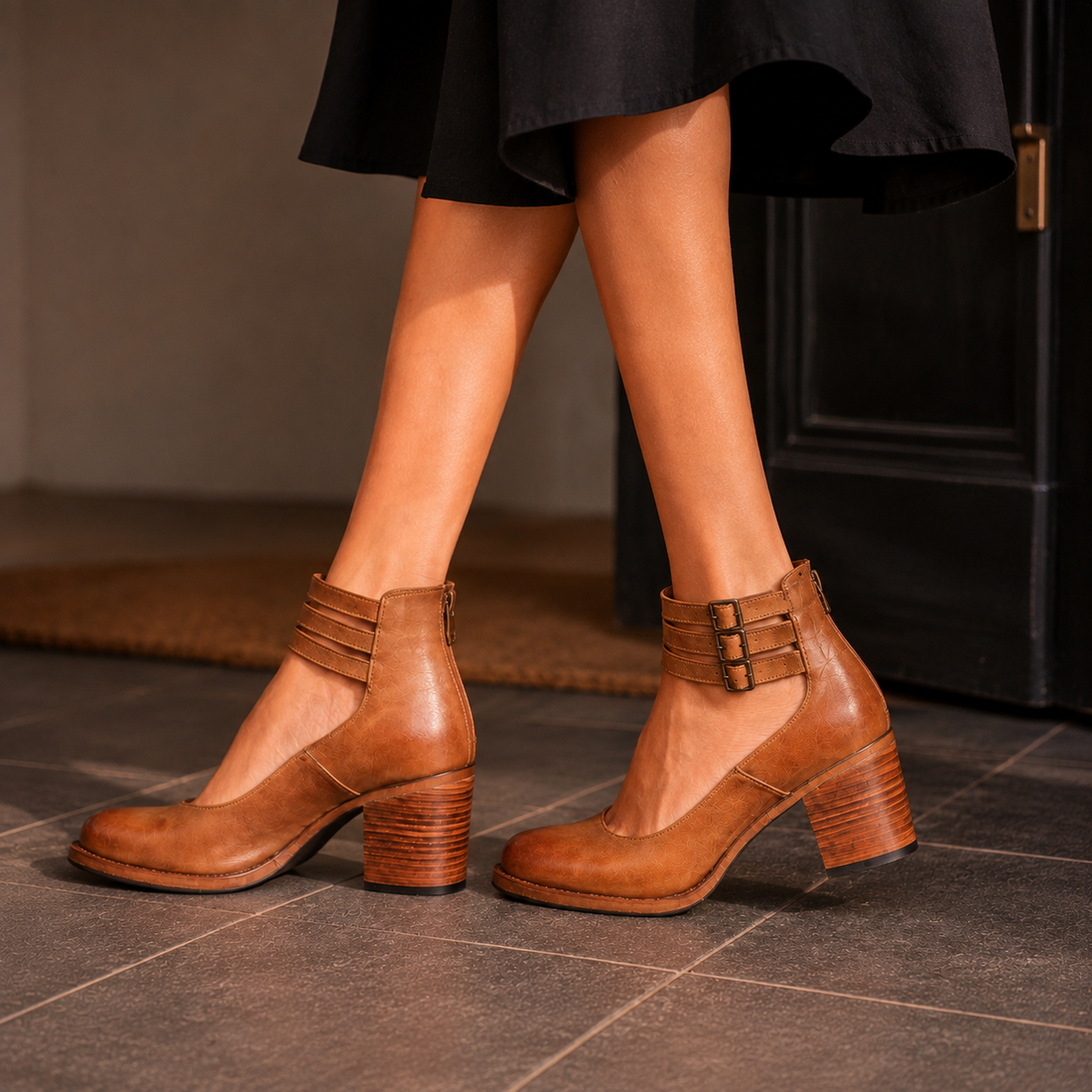 Garda Triple Strap Heels - Lead Alternate View