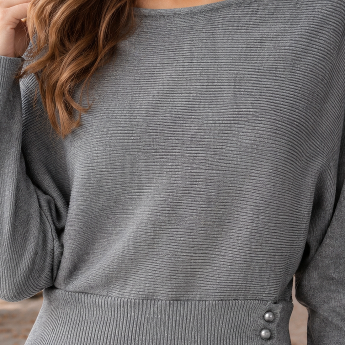 Cleo-Jade Boat Neck Sweater - Lead Product Detail