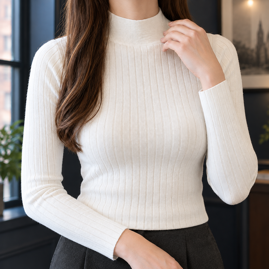 Maia-Sage Mock Neck Top - Lead Product Detail