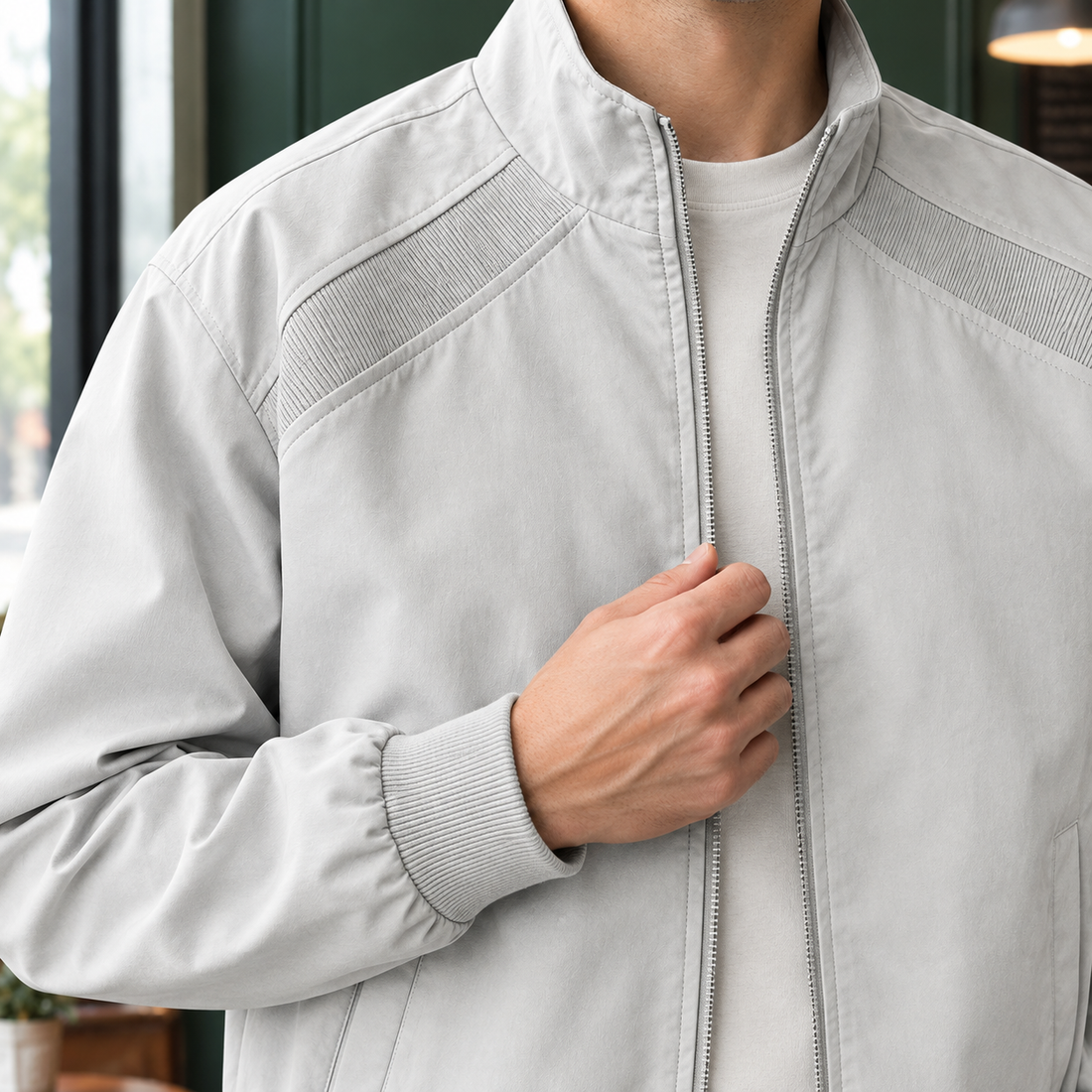 Ernest-Miles Ribbed Panel Jacket - Lead Product Detail