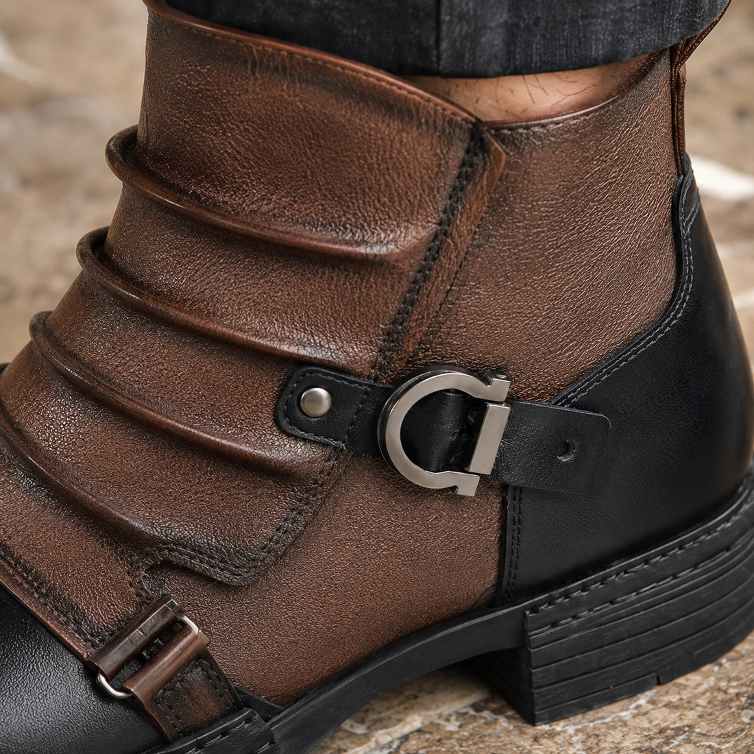 Cecconi Buckle Ankle Boots - Lead Product Detail