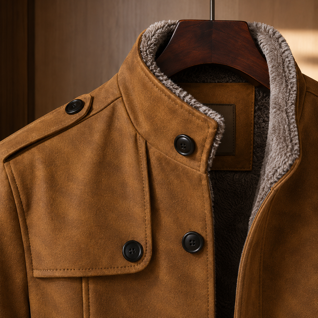 Soren-Grey Suede Overcoat - Lead Product Detail