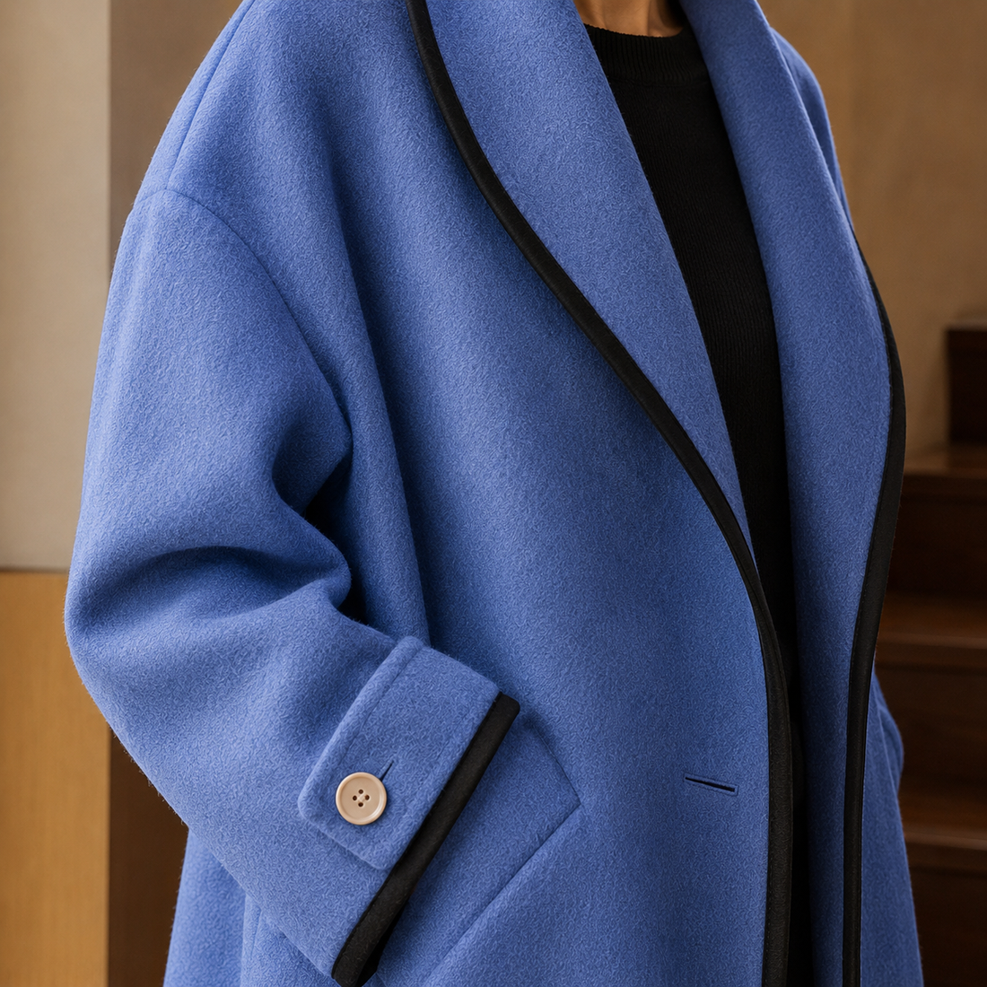 Violetta-Belle Contrast-Trim Coat - Lead Product Detail