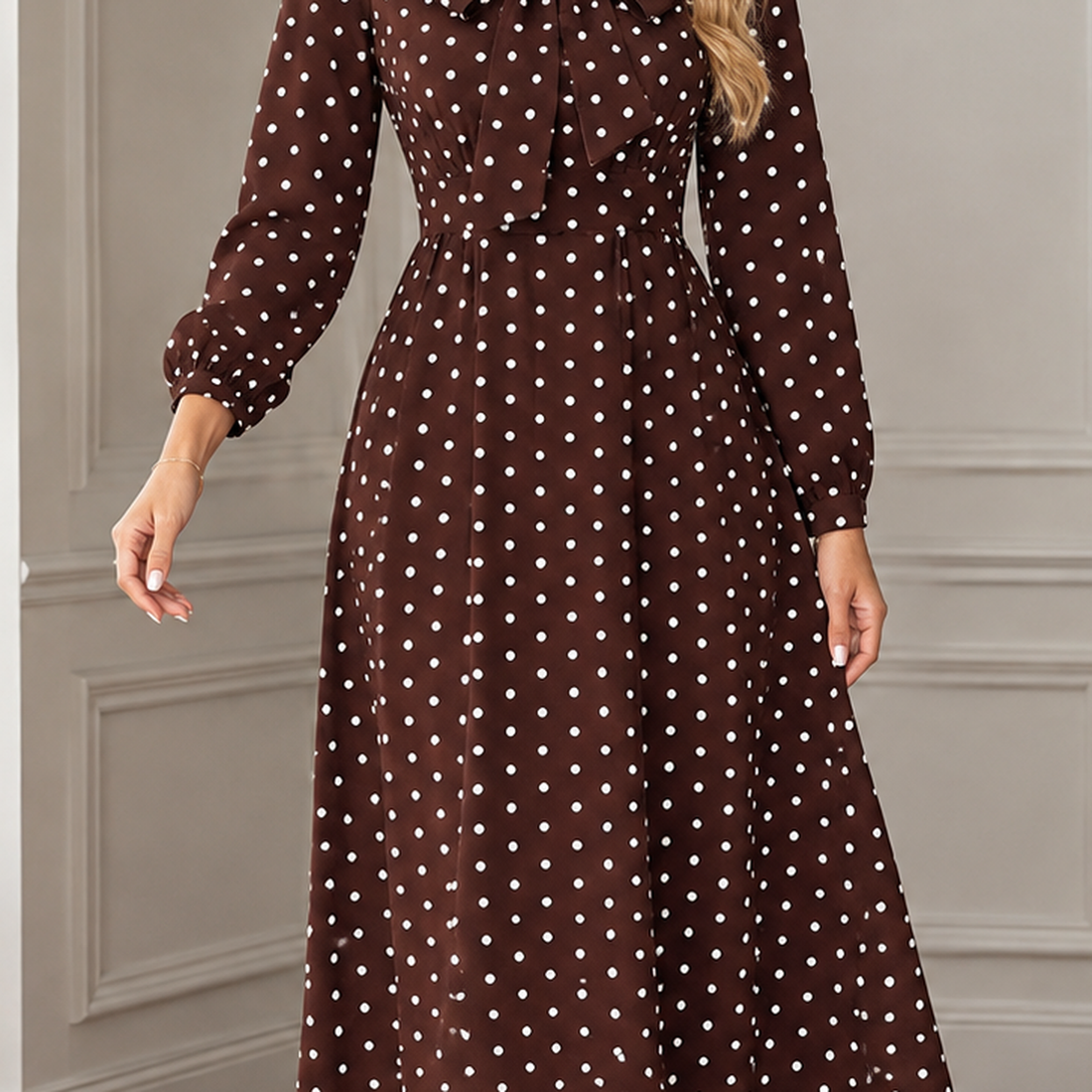 Cleo-Lane Bow Neck Dress - Lead Product Detail