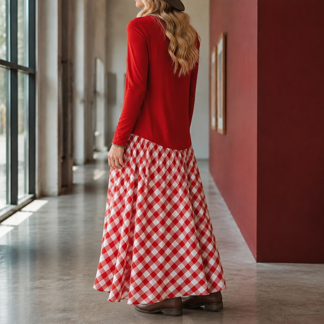 Camille-Eve Gingham Maxi Dress - Lead Alternate View