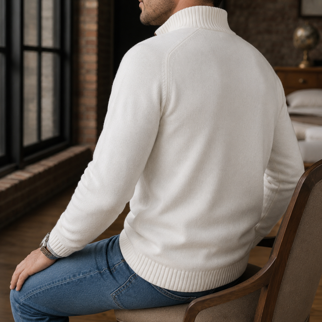 Matteo Quarter Zip Sweater - Lead Alternate View