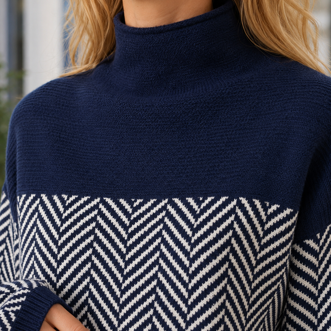 Genevieve-Pearl Roll-Neck Sweater - Lead Product Detail
