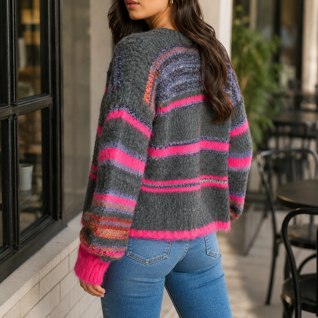 Evelina Colourblock Cardigan - Lead Alternate View