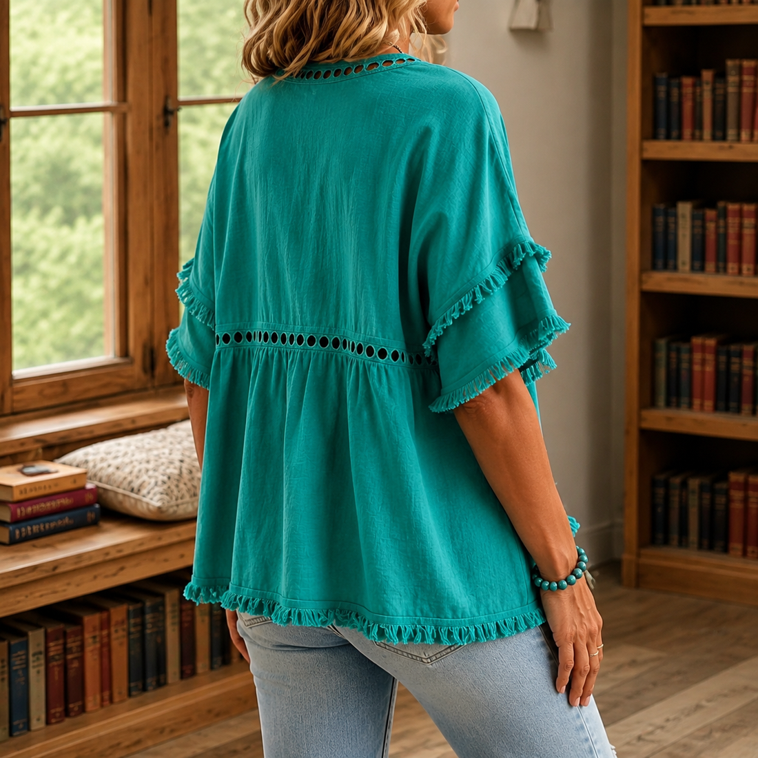 Astrid-Grace V-Neck Blouse - Lead Alternate View