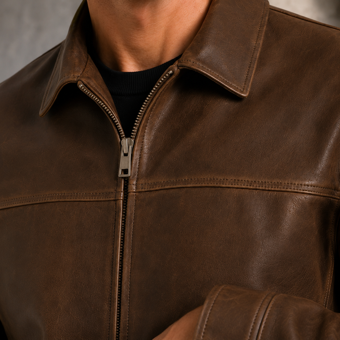 Philip-Hayes Leather Jacket - Lead Product Detail