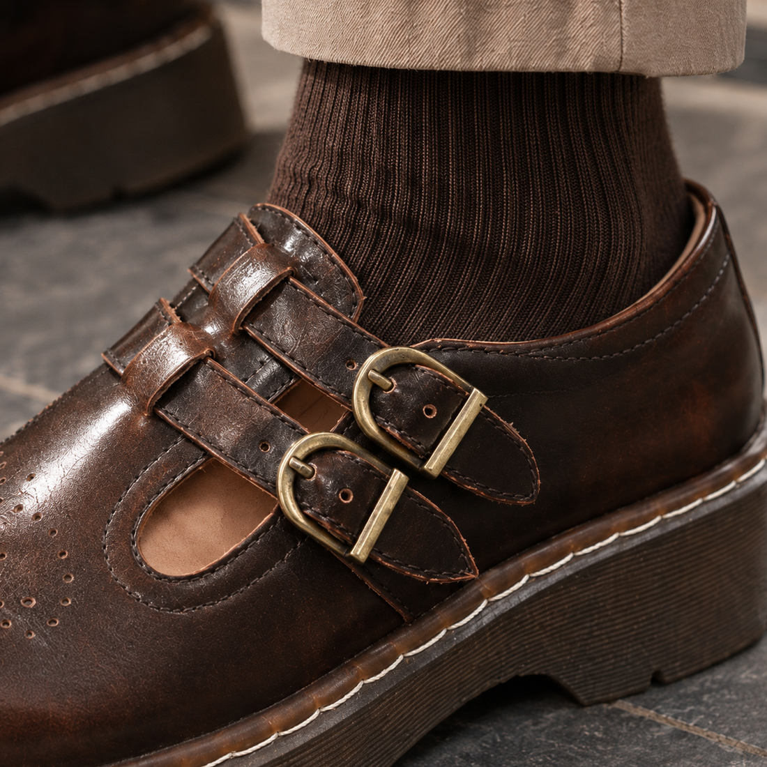 Casale Double Buckle Brogues - Lead Product Detail