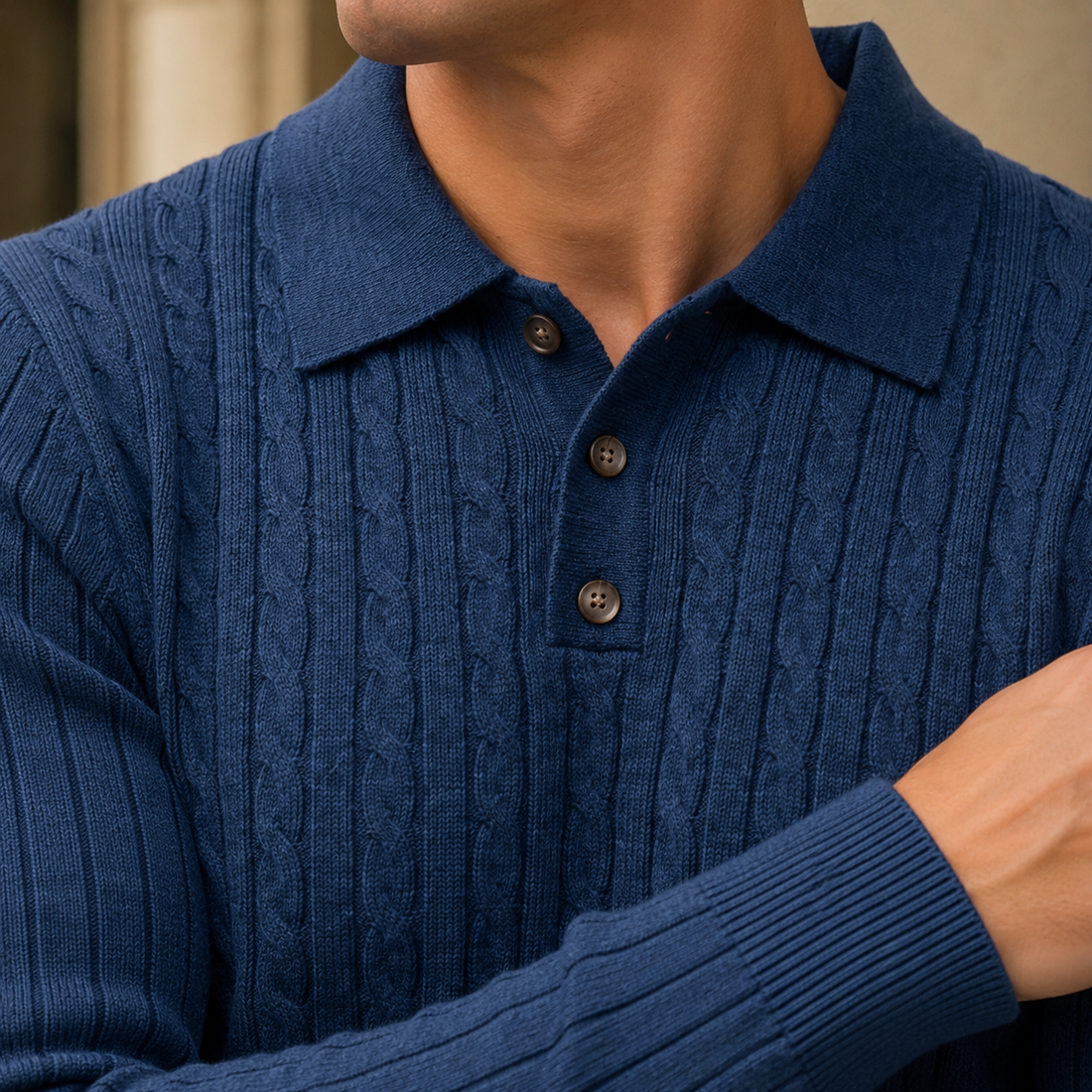 Cedric-Scott Cable Knit Sweater - Lead Product Detail