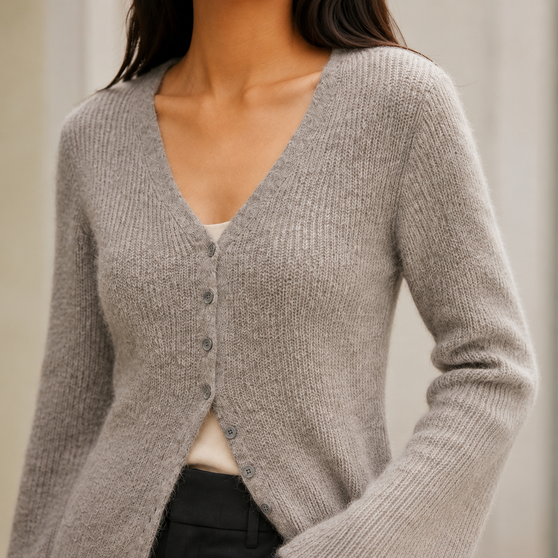 Alba-Faye V Neck Sweater - Lead Product Detail