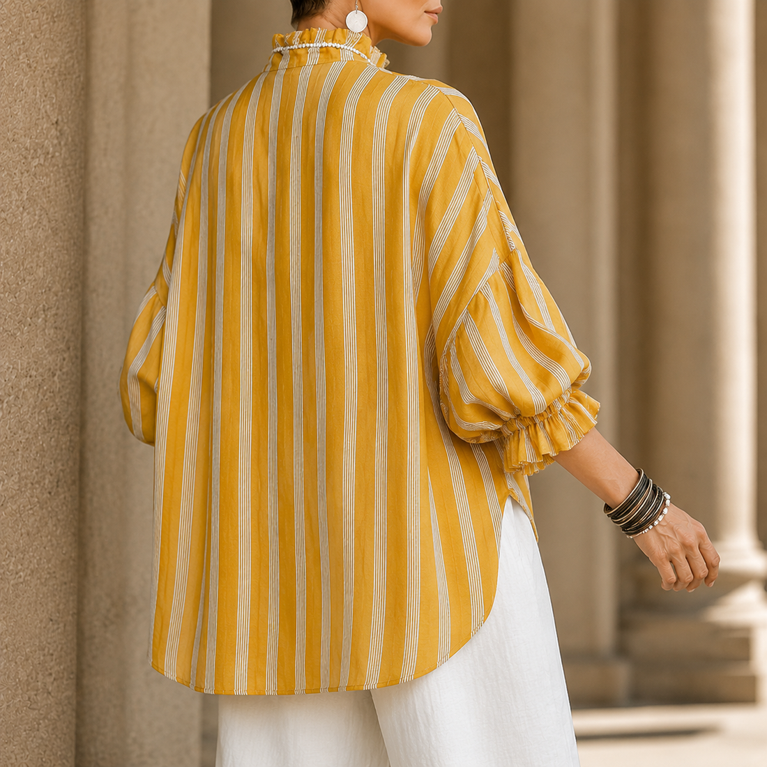 Bianca-Sage Ruffle Top - Lead Alternate View