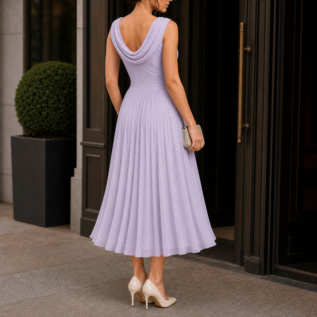 Verity Draped Midi Dress - Lead Alternate View