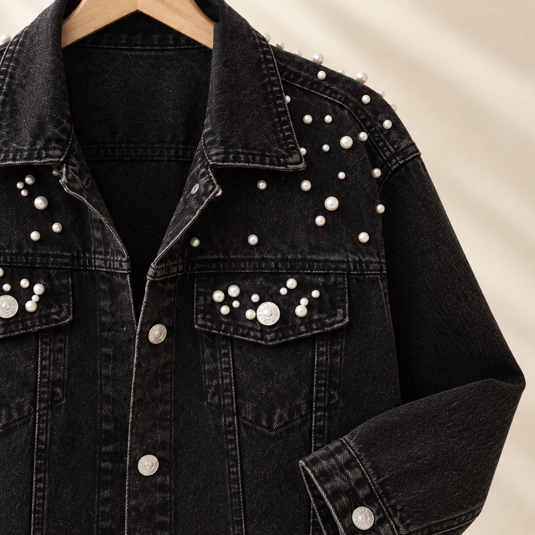 Apolline-Elise Pearl Denim Jacket - Lead Product Detail