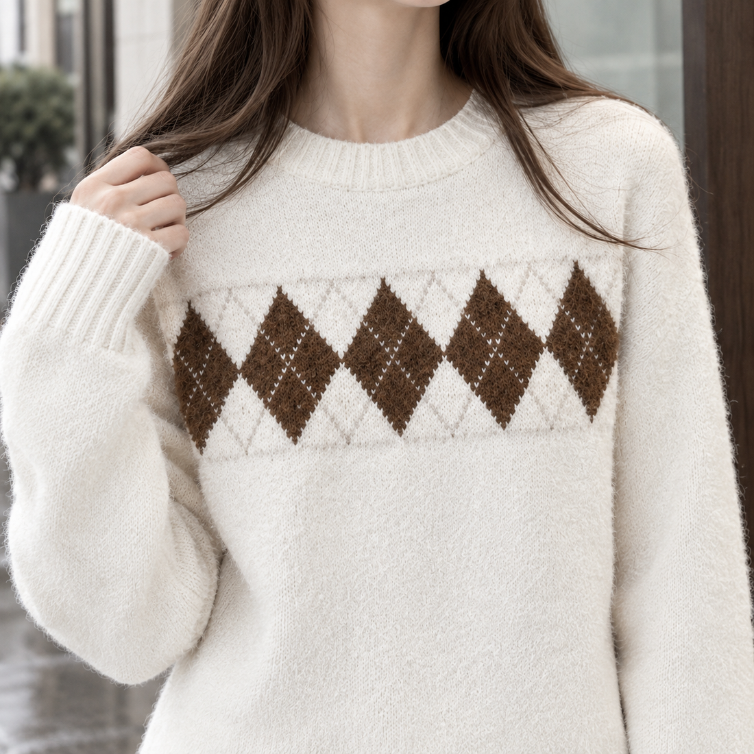 Megan-Skye Argyle Sweater - Lead Product Detail