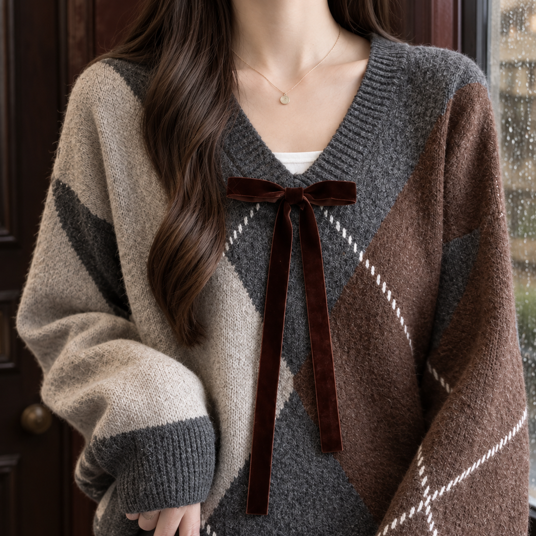 Lola-Belle Argyle Sweater - Lead Product Detail