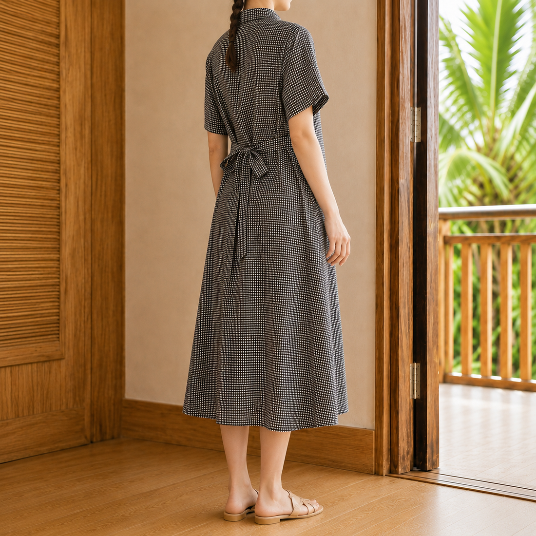 Lucia-Lane Gingham Shirt Dress - Lead Alternate View
