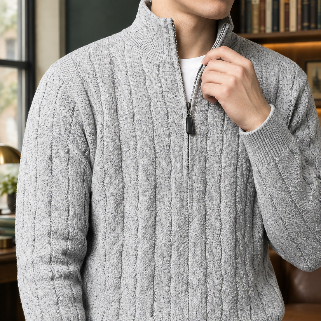 Axel-Hayes Cable Knit Sweater - Lead Product Detail