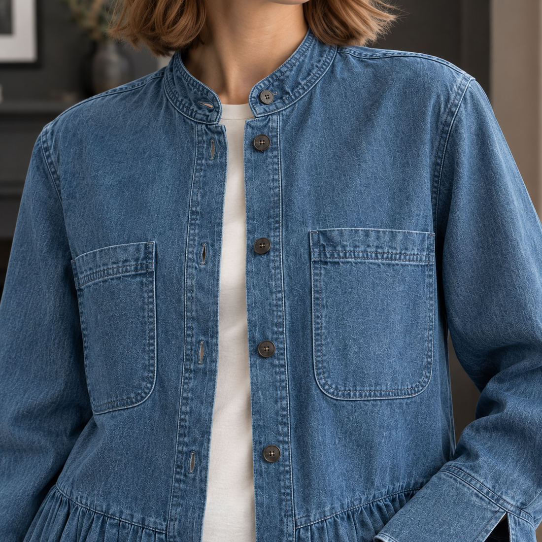 Ingrid-Mae Pleated Hem Overshirt - Lead Product Detail