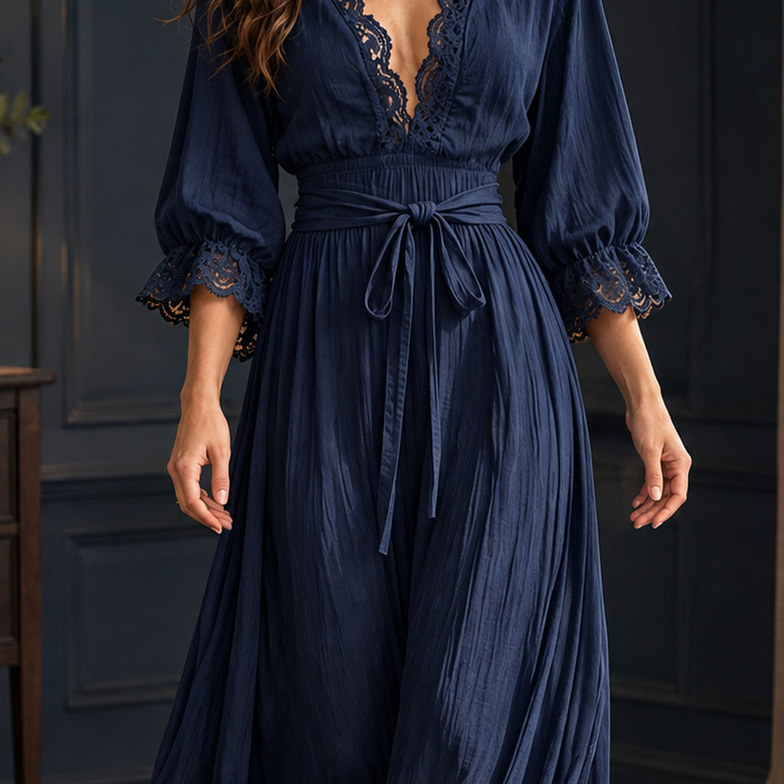 Giselle-Rose Lace Maxi Dress - Lead Product Detail