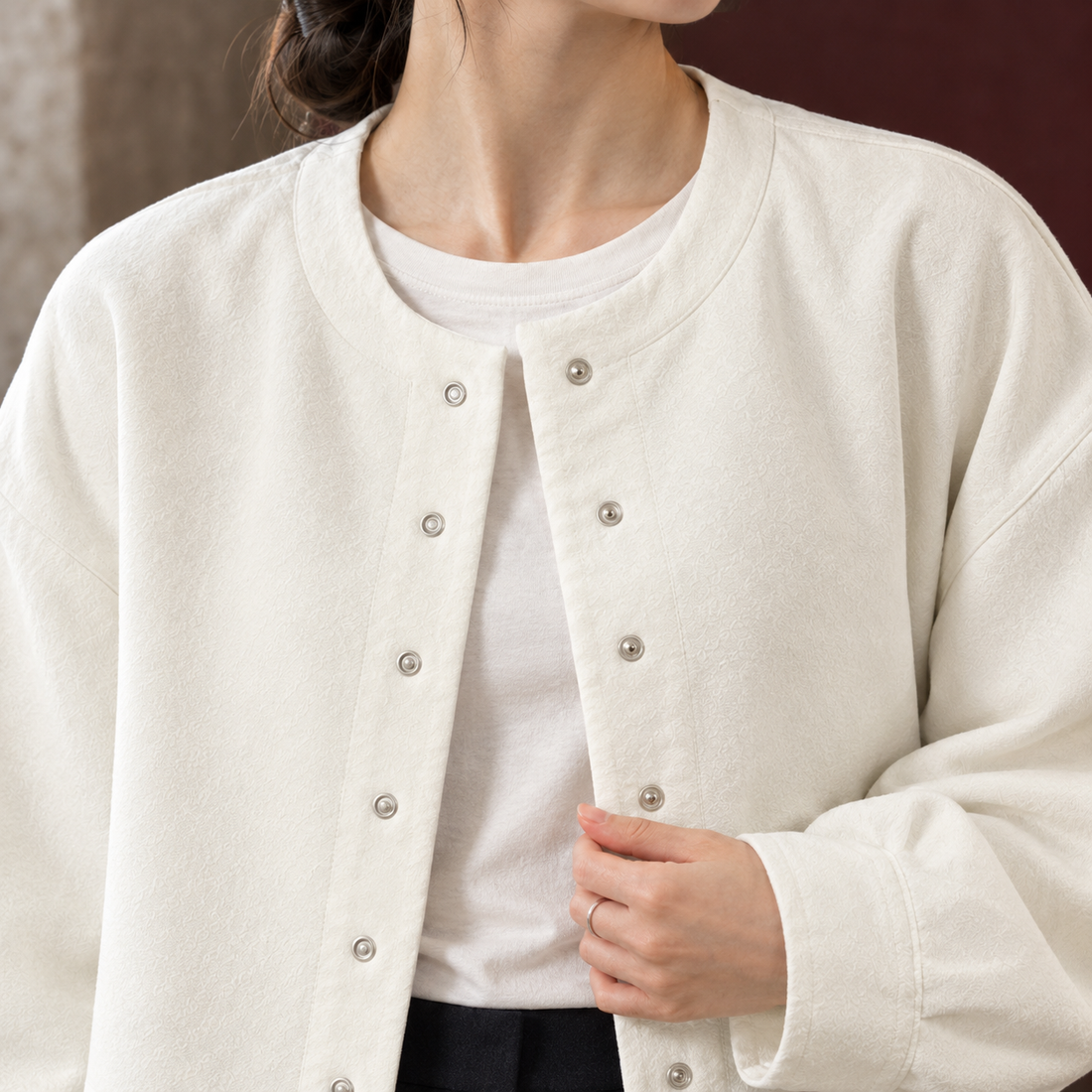 Alice Snap Front Jacket - Lead Product Detail