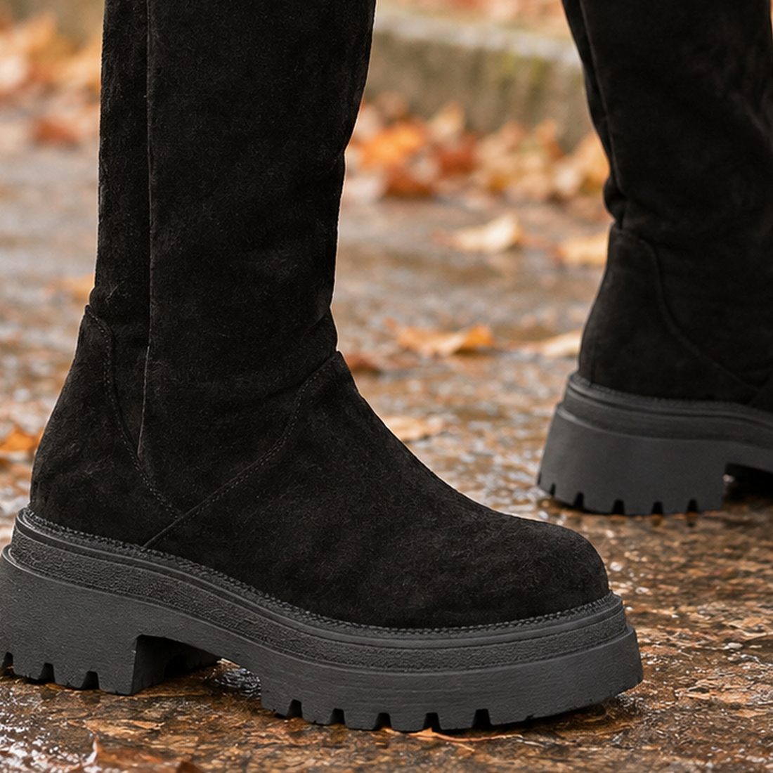 Tiepolo-Monza Suede Platform Boots - Lead Product Detail