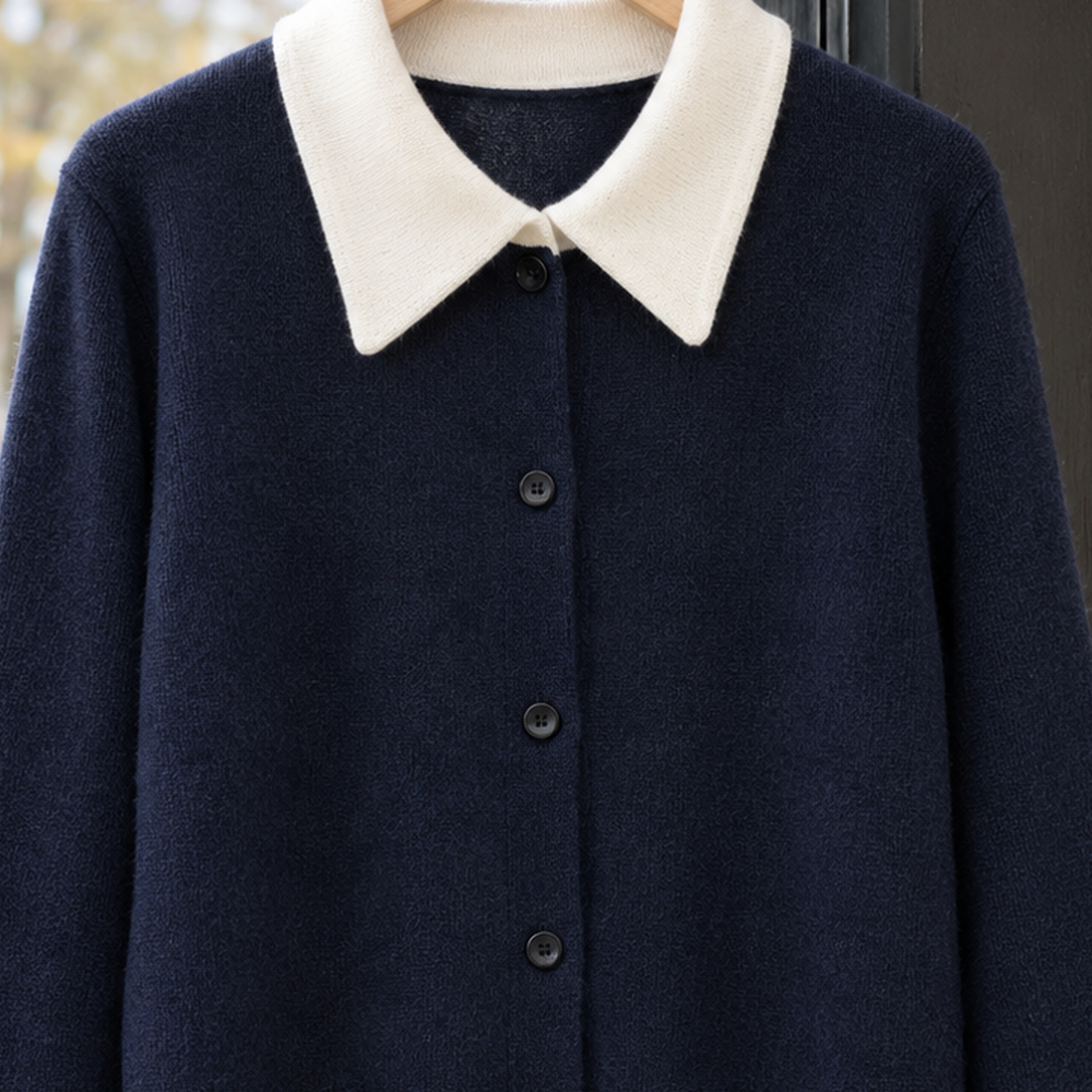 Elle-Kate Contrast Collar Cardigan - Lead Product Detail