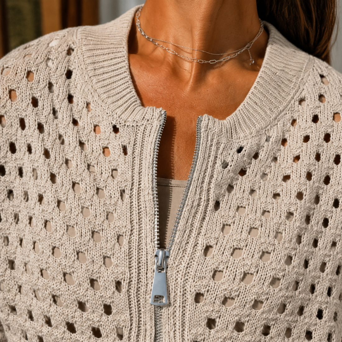 Renata-Louise Open Knit Cardigan - Lead Product Detail