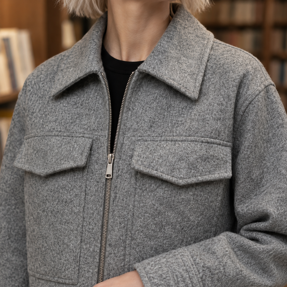 Marina-Jade Boxy Jacket - Lead Product Detail