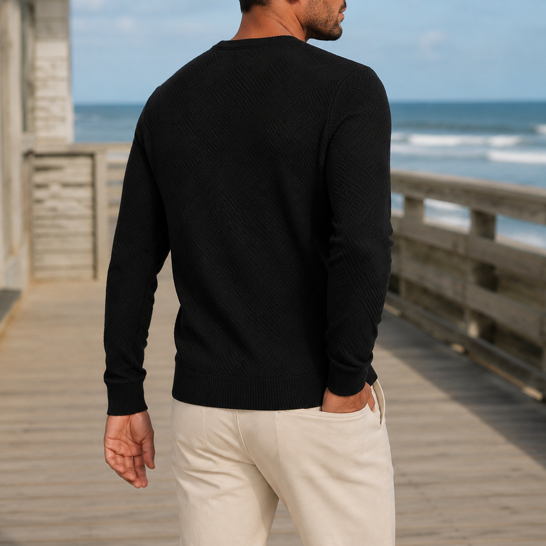 Lysander Textured Sweater - Lead Alternate View