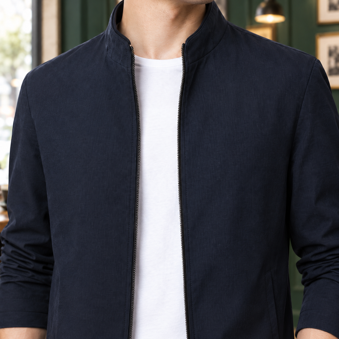 Armand-Miles Stand Collar Jacket - Lead Product Detail