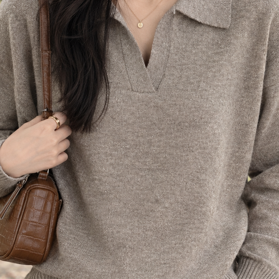 Briony-Hope Polo Collar Sweater - Lead Product Detail