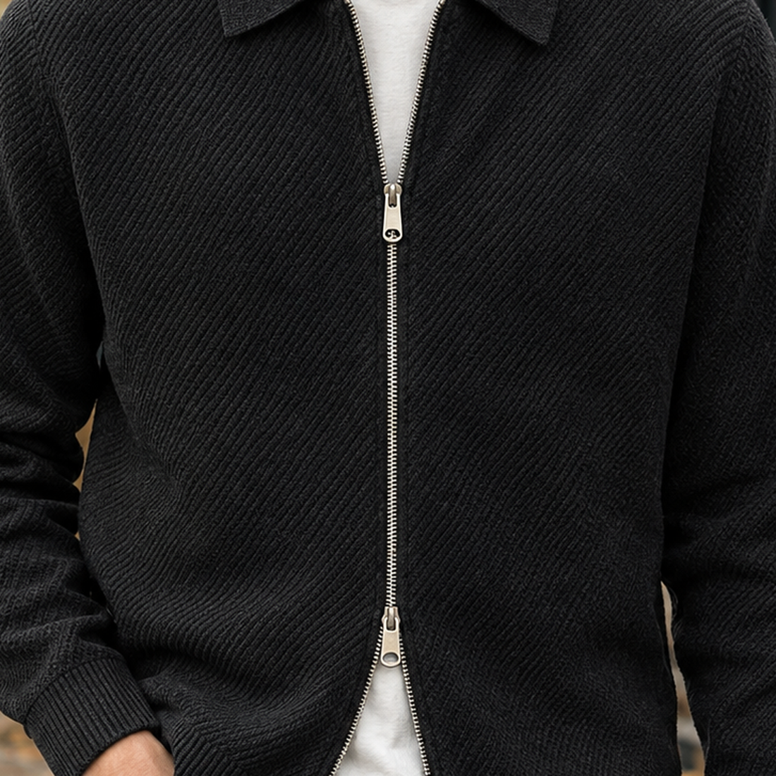 Lancelot-Grey Textured Zip Jacket - Lead Product Detail