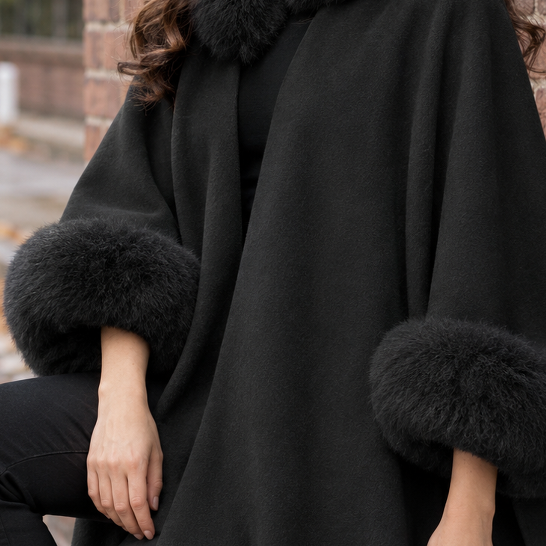 Alba-Eve Fur Collar Cape - Lead Product Detail
