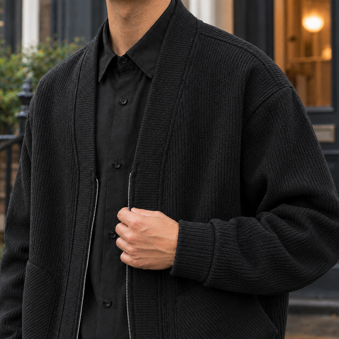 Clement-James Ribbed Jacket - Lead Product Detail