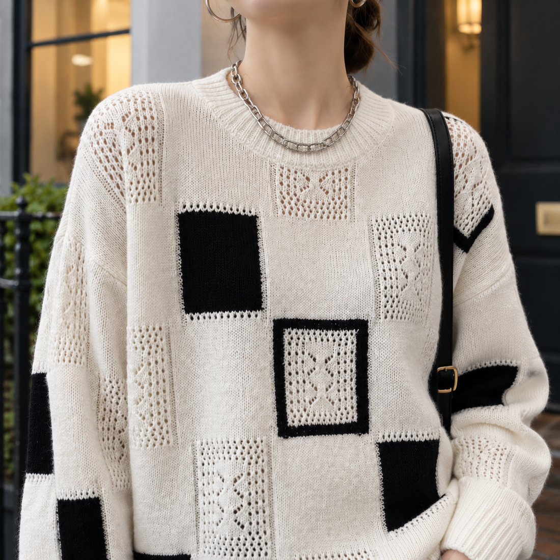 Ariana Patchwork Sweater - Lead Product Detail