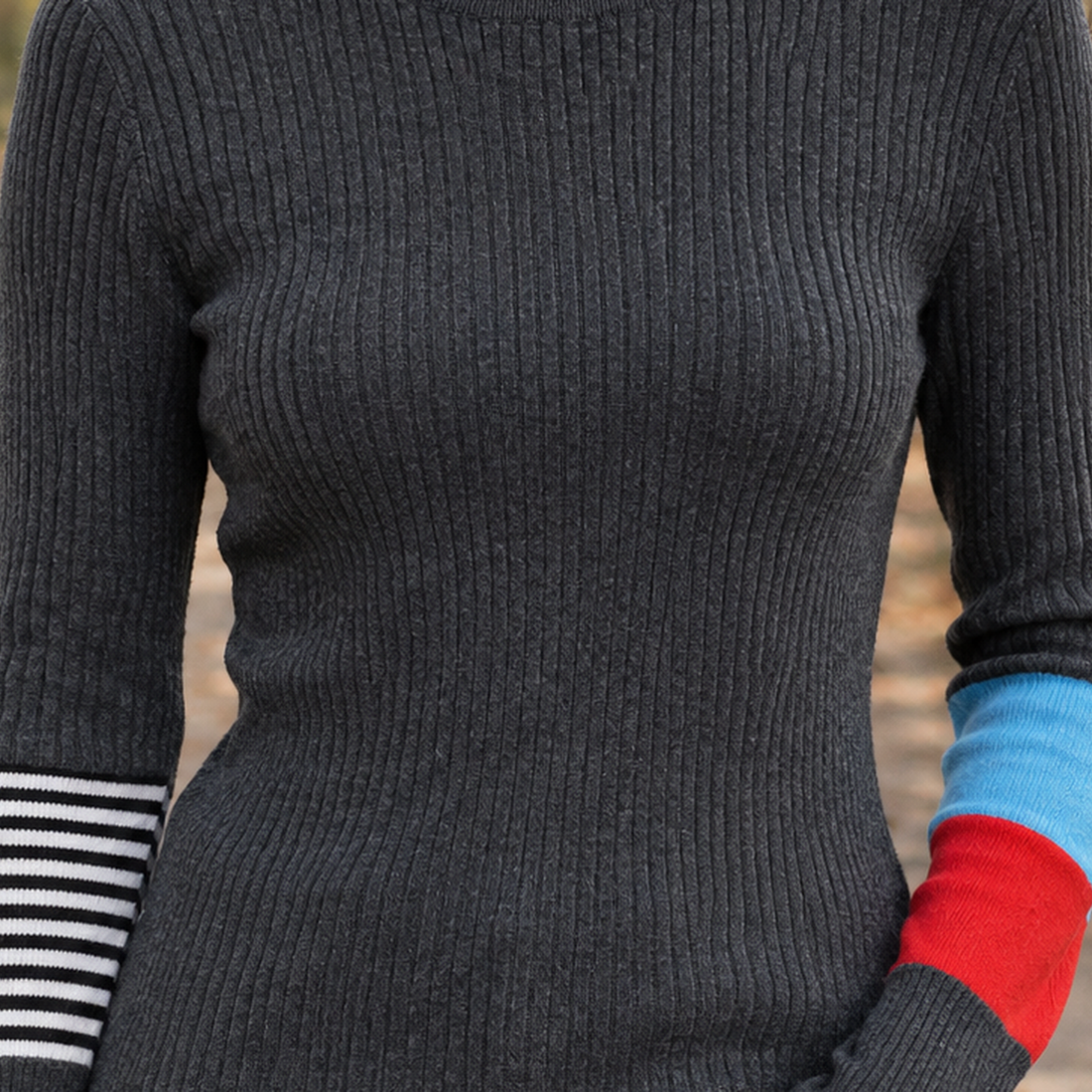 Berenice-Grace Contrast Cuff Sweater - Lead Product Detail