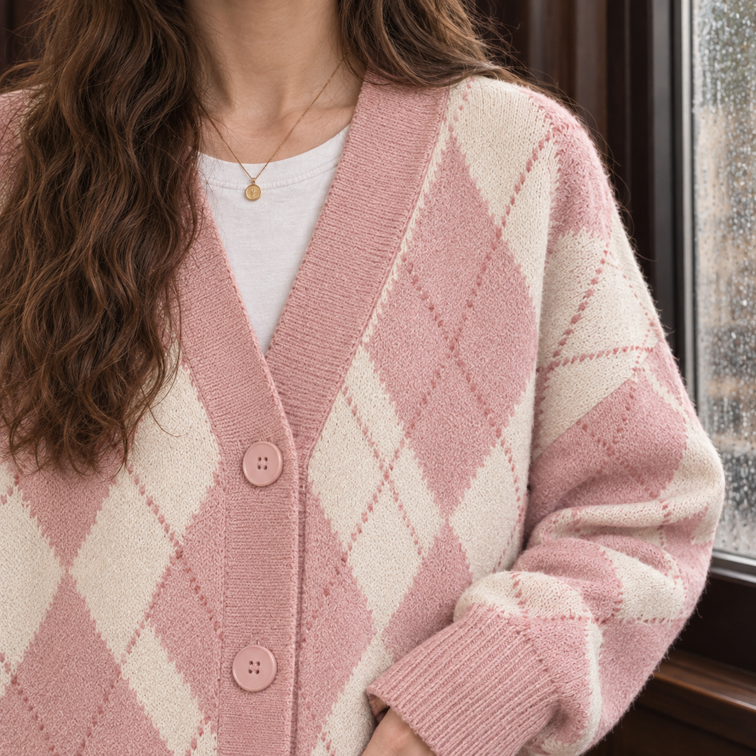 Isabel-Pearl Argyle Cardigan - Lead Product Detail
