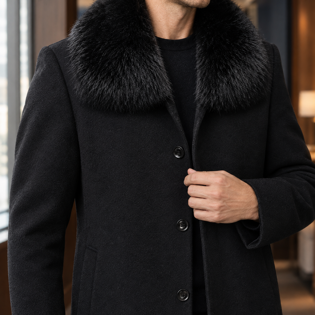 Aldous-James Plush Collar Overcoat - Lead Product Detail