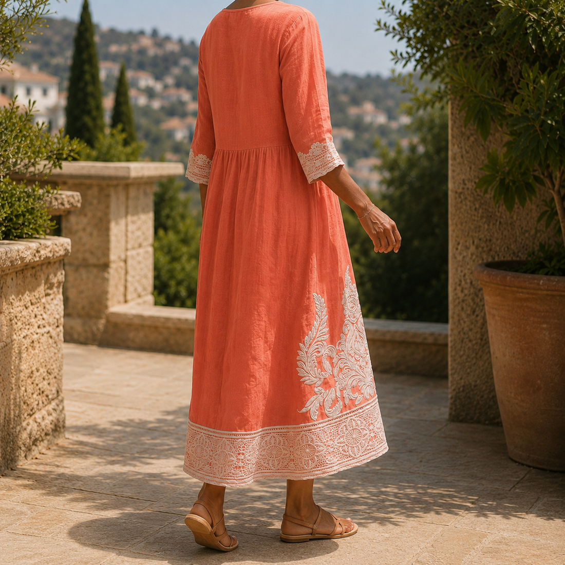 Xenia Embroidered Midi Dress - Lead Alternate View